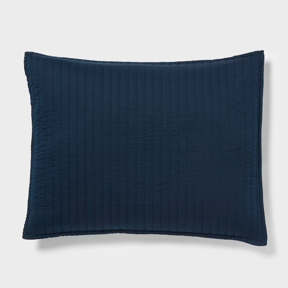 Threshold Washed Cotton Sateen Standard‎ Sham Dark Navy 20x26 NEW